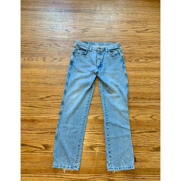 VTG 90s Cowboy Western Wrangler Straight Leg Light Wash 32 32 Mens Blue 96501sl - Picture 1 of 9